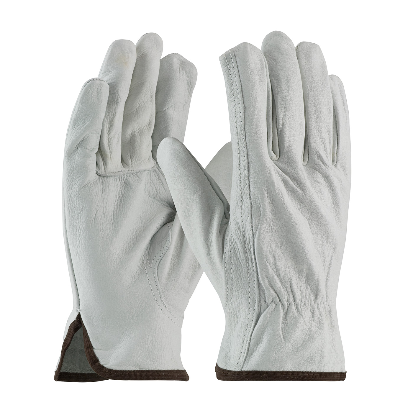 PIP® 68-162 Economy Grade General Purpose Gloves, Drivers, Top Grain Cowhide Leather Palm, Top Grain Cowhide Leather, Natural, Slip-On Cuff, Uncoated Coating, Resists: Abrasion, Unlined Lining, Keystone Thumb